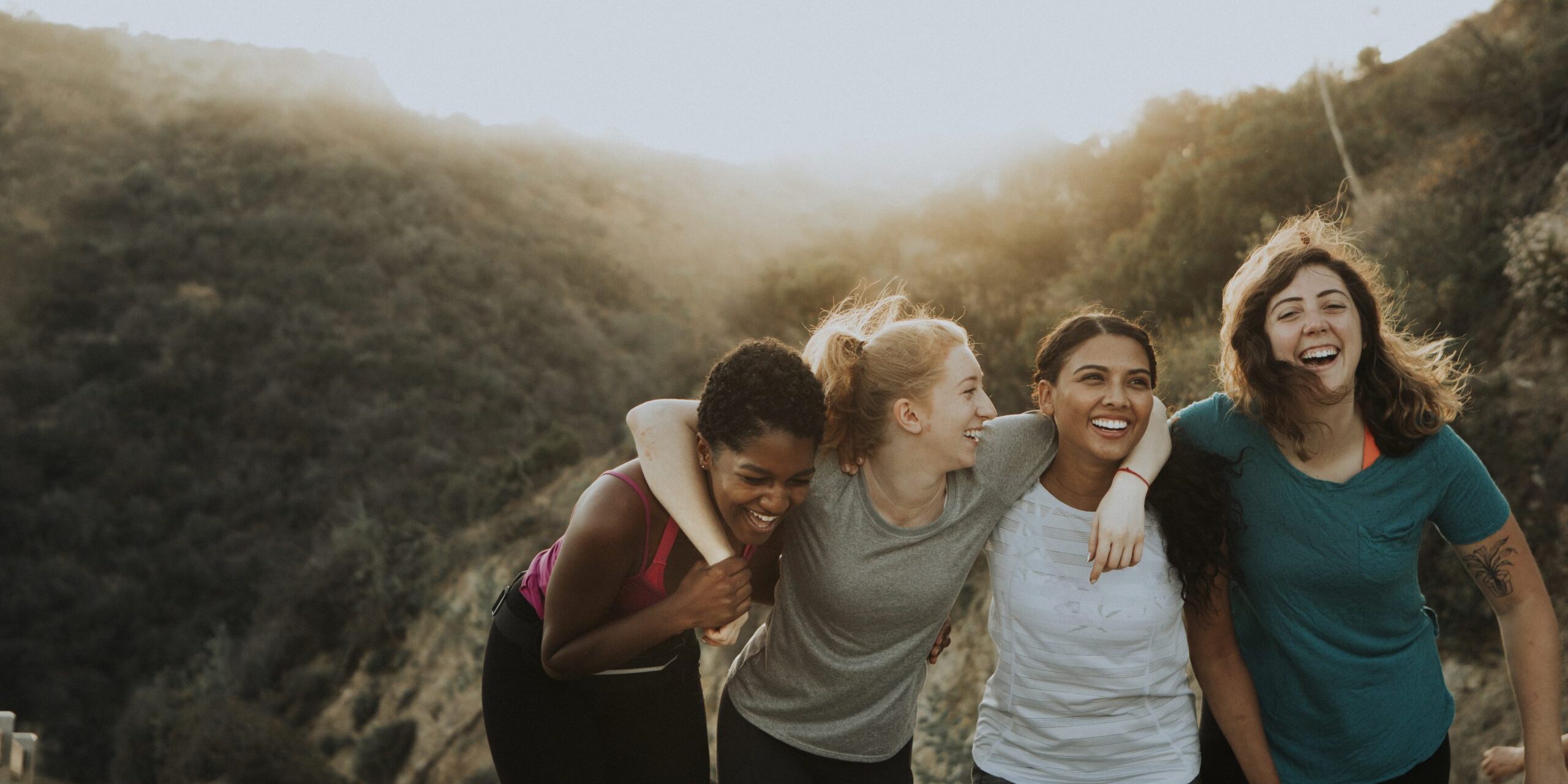 Friends hiking through the hills of Los Angeles