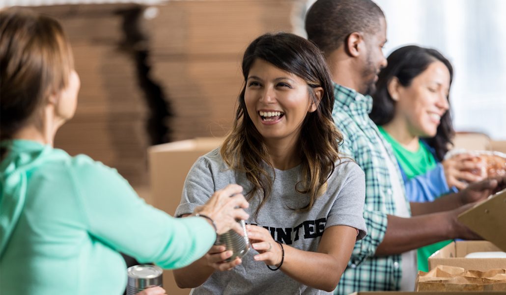 Woman working at food drive.