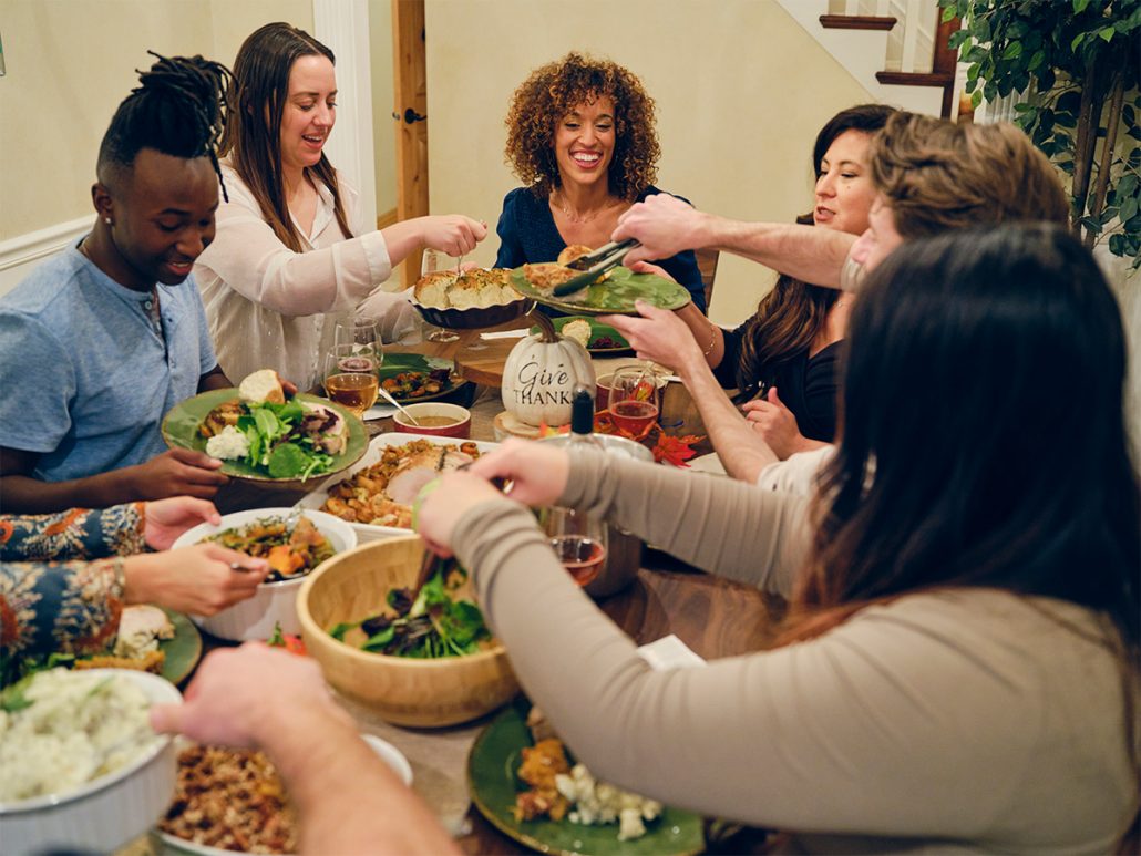 Give back by inviting friends to a family meal.