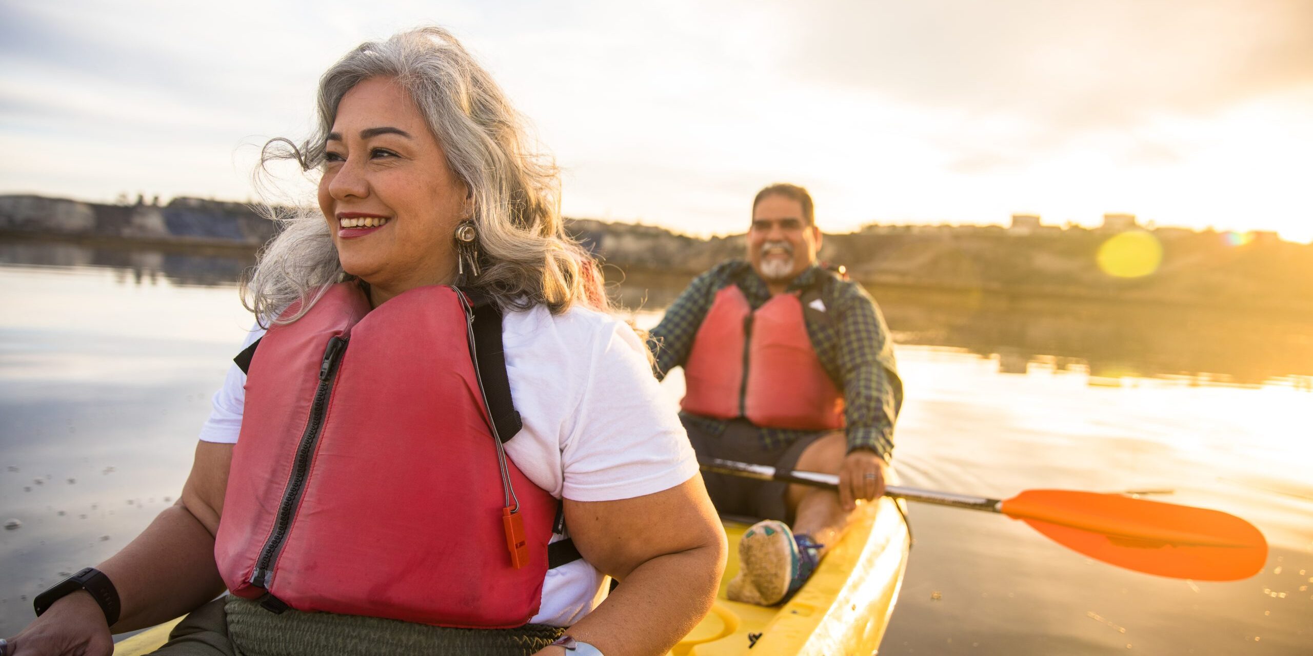 Senior Hispanic Couple Kayaking