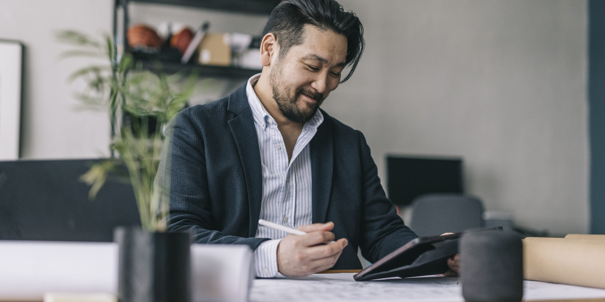 Japanese entrepreneur working at the office