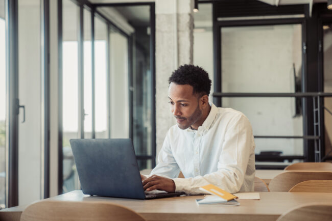Young man working in an office