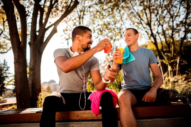 Resting and hydrating after training