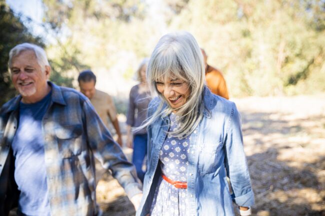 Group of senior friends exploring outdoors