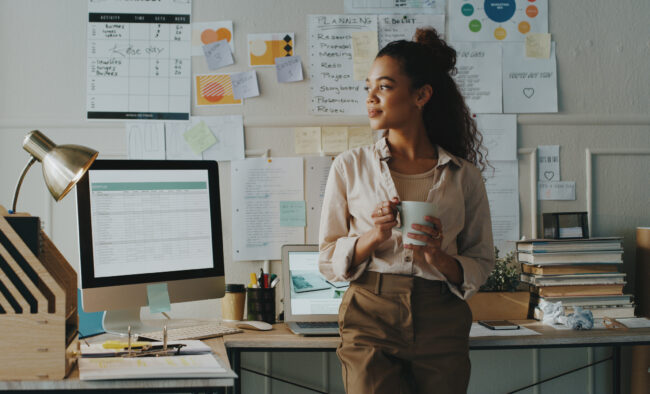 Woman in her office. Woman in her office.
