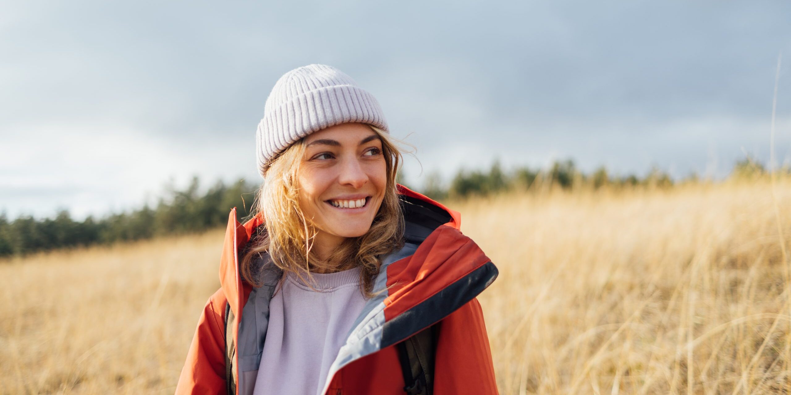 Happy Woman on a Winter Hike